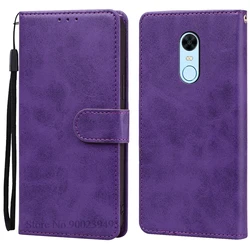 Luxury Leather Wallet Flip Case - Premium Protective Cover for Redmi 5 Plus (Purple)