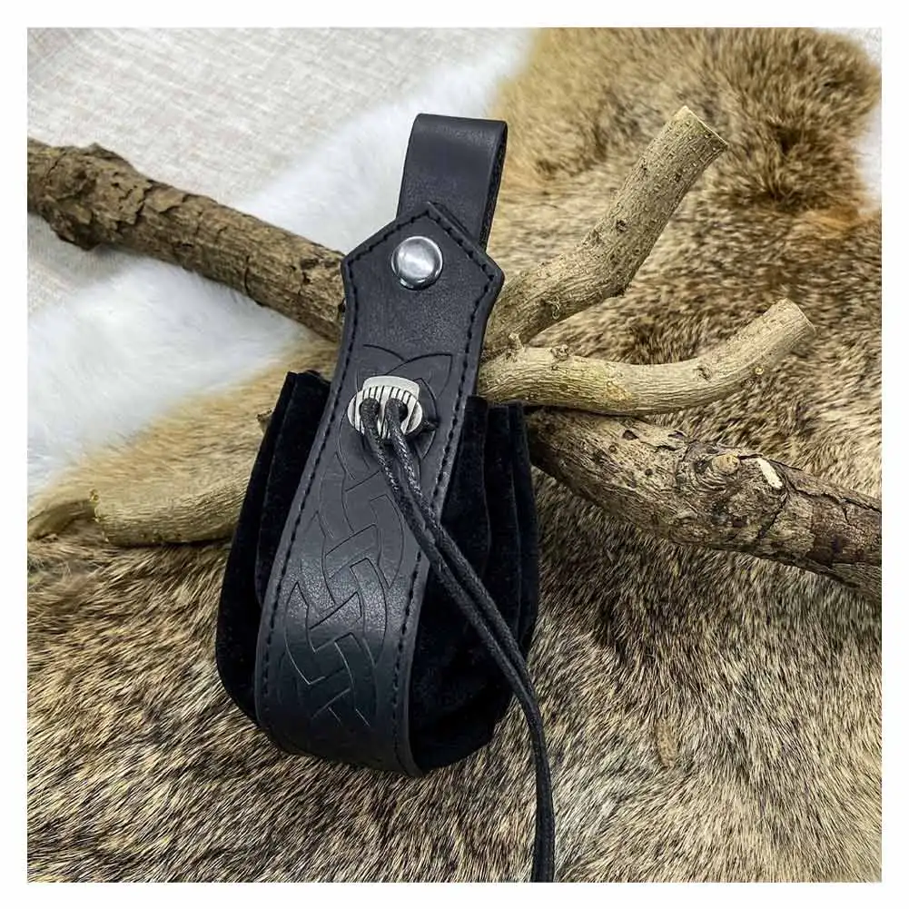 Brown Black Viking Renaissance Cosplay Belt Pouch Bracers Waist Bag Pack Props Halloween Medieval Pirate Costume Accessories