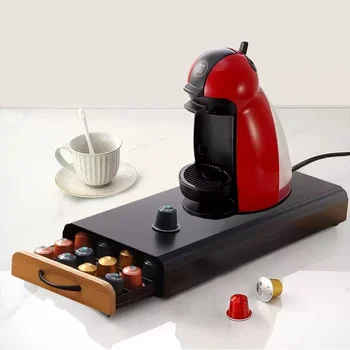 Cassetto porta cialde di caffè, organizzatore di stoccaggio per stazione di caffè in metallo con capsule di capsule da 40 capacità, sotto la caffettiera 1