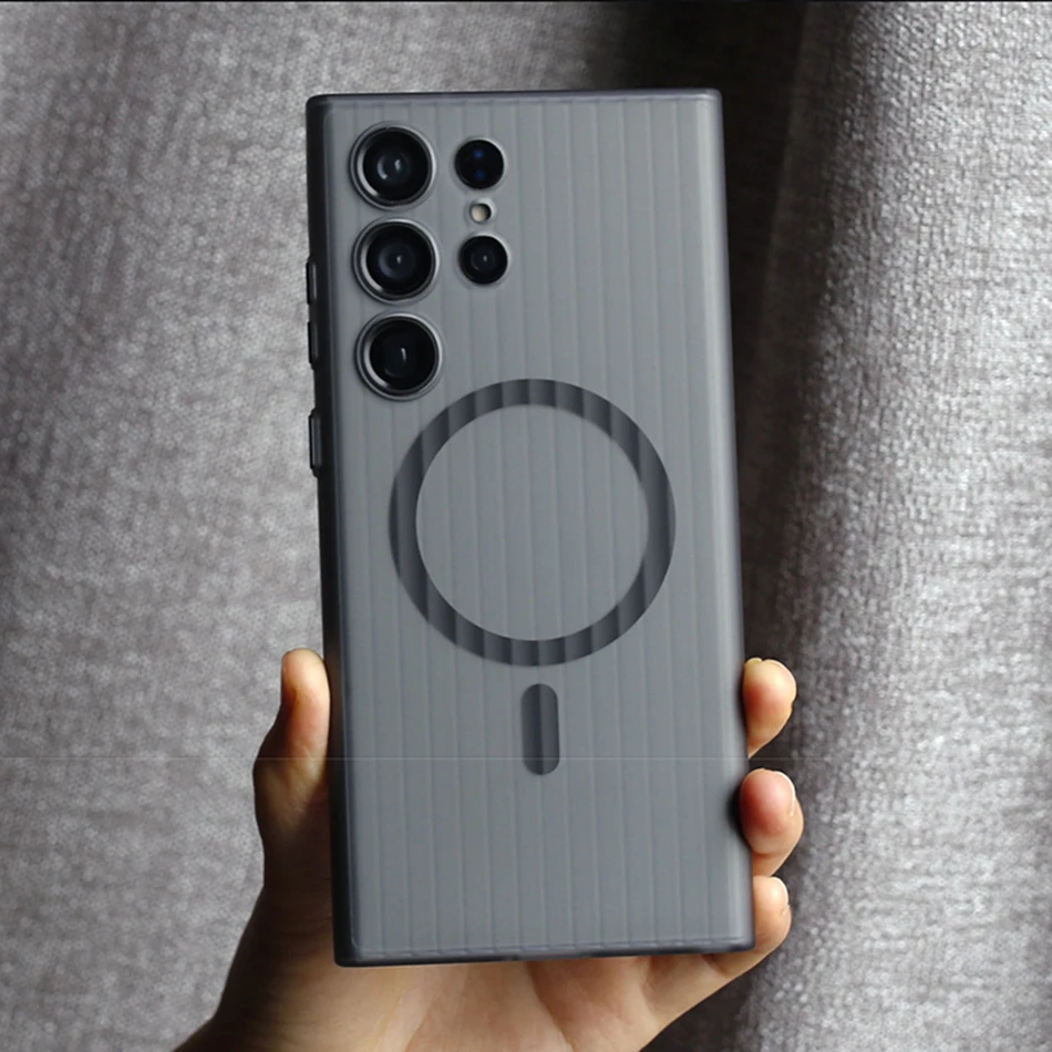 حافظة لاسلكية فاخرة بنمط مموج شفافة صلبة لهاتف Mag...