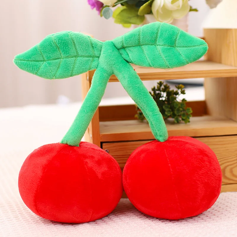 Cartoon Simualtion Cherry Plush Toy Kawaii Stuffed Plants Food Red