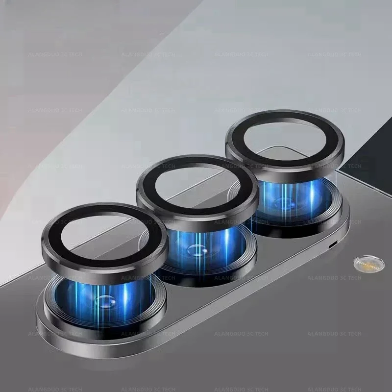 Metal Ring Camera Lens Protector with Tempered Glass Film - Clear 9H HD Clarity