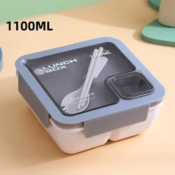 Portable Lunch Box with Tableware - Microwavable and Complete Kit (White - 1100ML)