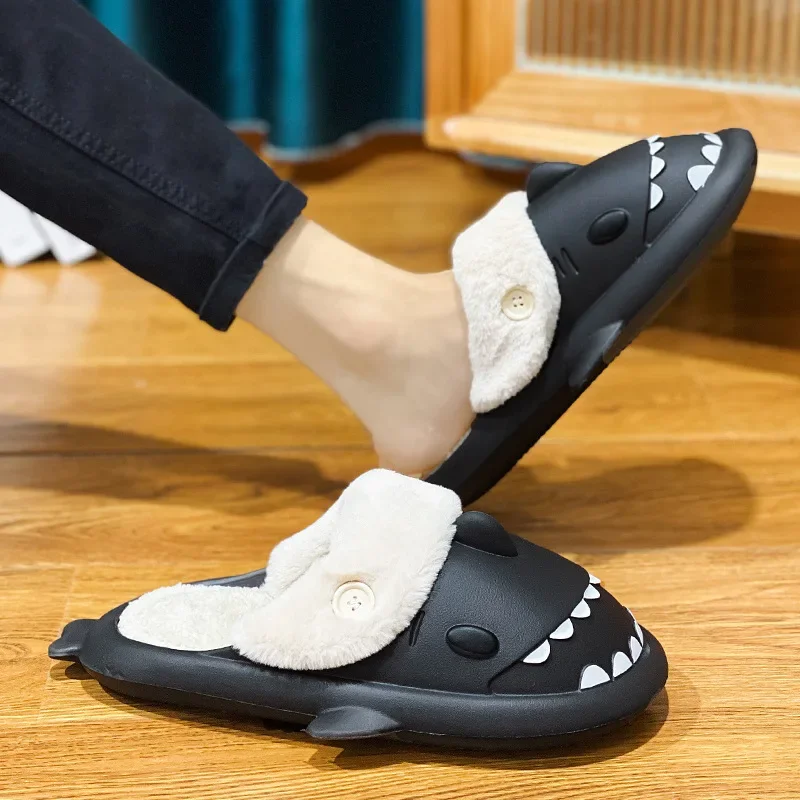 Winter Adult Indoor Shark Slippers Kids Cute Animal Sandals Women Stuffed Warm Plush Indoor Velvet Soft Cartoon Floor Flip Flops 6