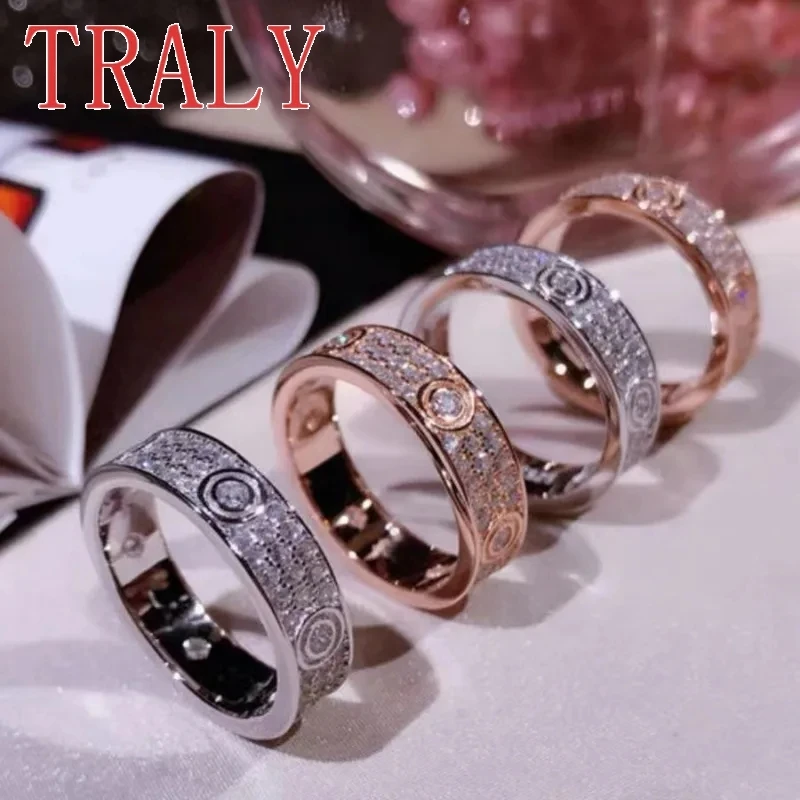 Silver 925 Rings White Gold Colour with D VVS1 Round Moissanita Diamond Full Sky Star for Women's Wedding Band Jewelry Gift jewelry box necklace bracelet rings cardboard packaging display box gifts jewelry storage organizer holder with sponge inside