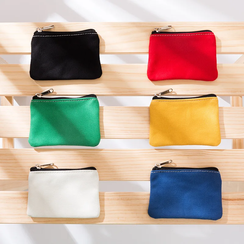 

Fashion Candy Colors Cotton Canvas Coin Purse Women Simple Cloth Embroidery Solid Color Purse Unisex Zipper Key Card Bag
