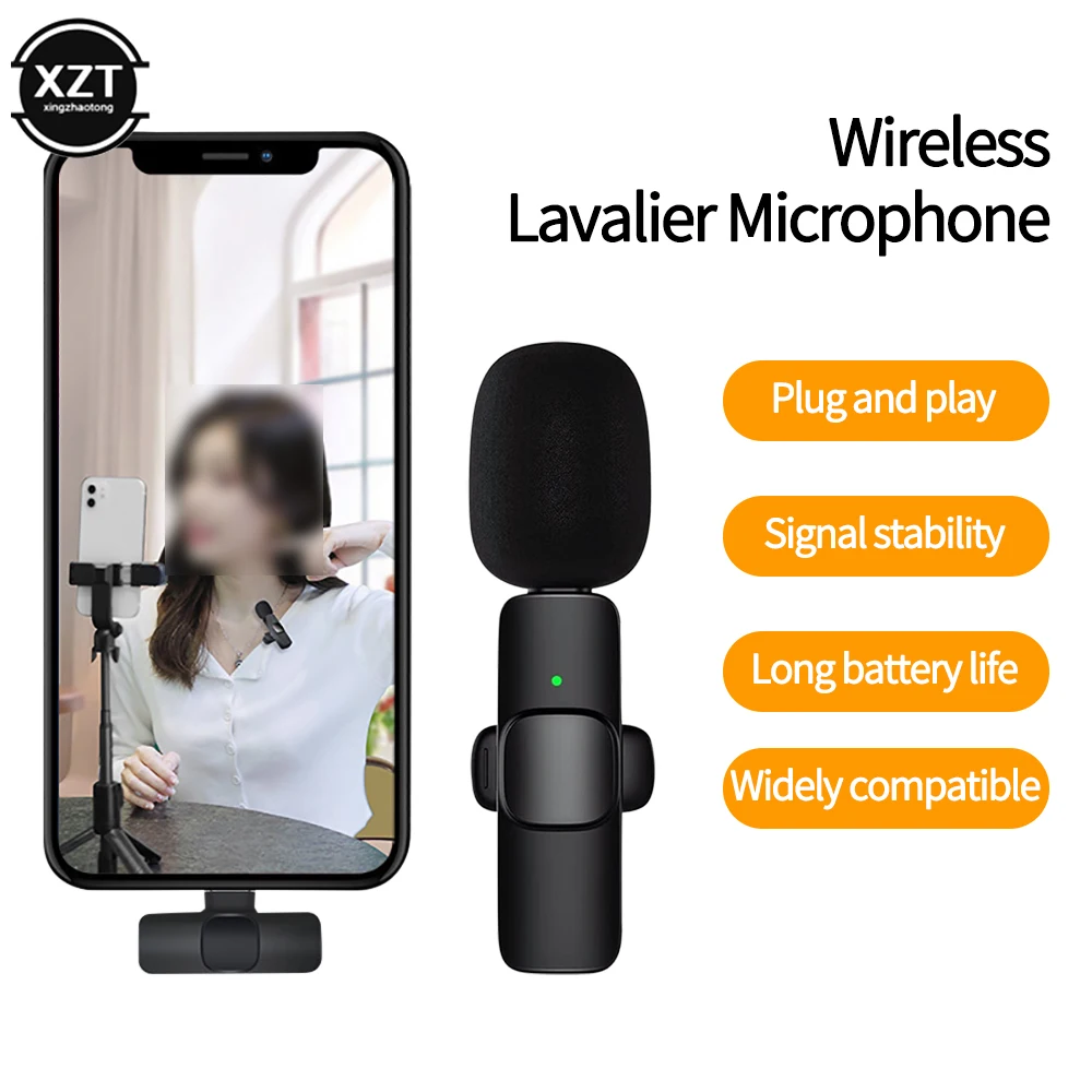 Bluetooth-Compatible Wireless Lavalier Microphone Portable Audio Video Recording Mic For IPhone Android Live Game Mobile Phone