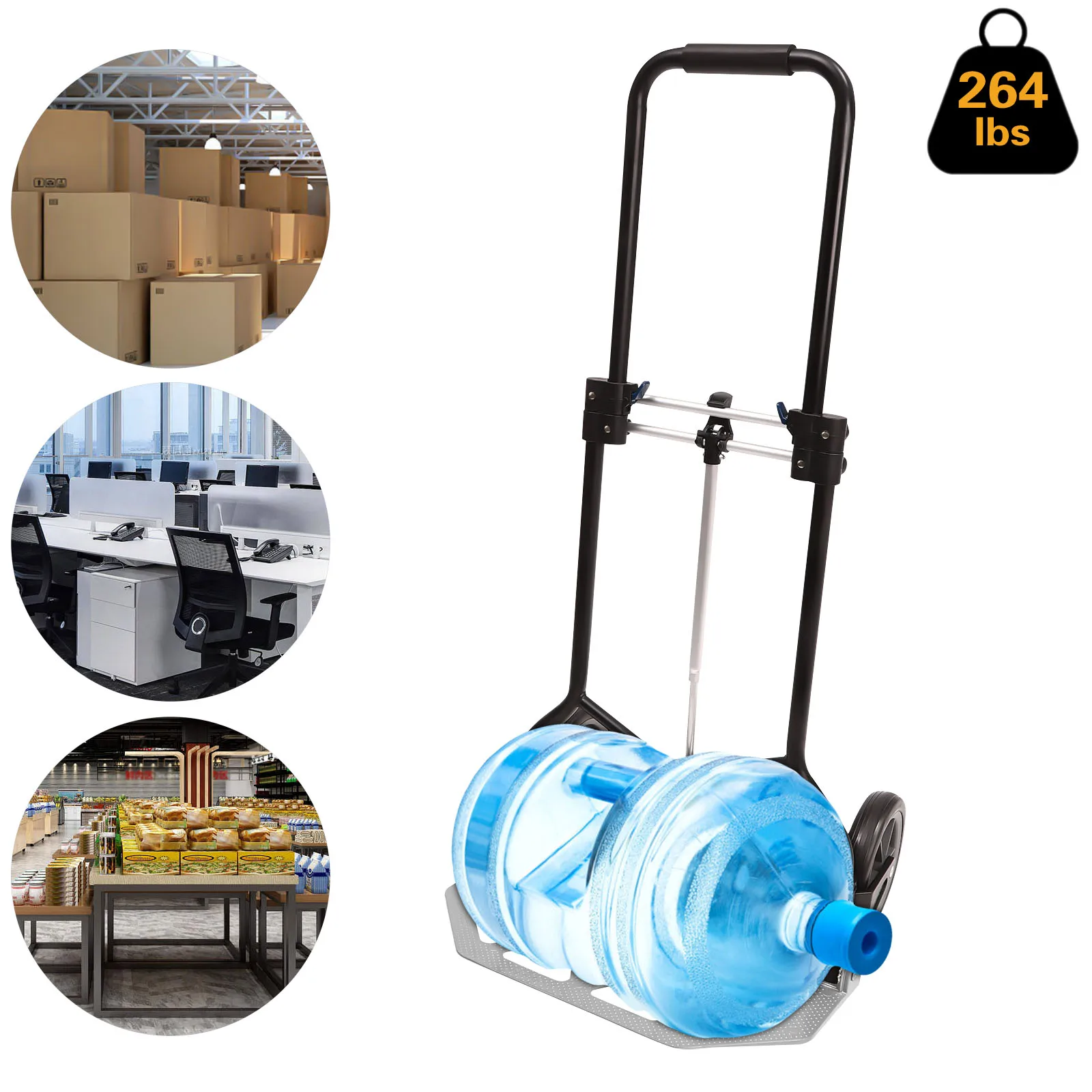 Aluminum Heavy Duty Luggage Trolley Cart with Telescoping Handle and Rubber Wheels and Capacity of 264lbs andoer a 666 181cm 5 9ft telescoping aluminum camera monopod