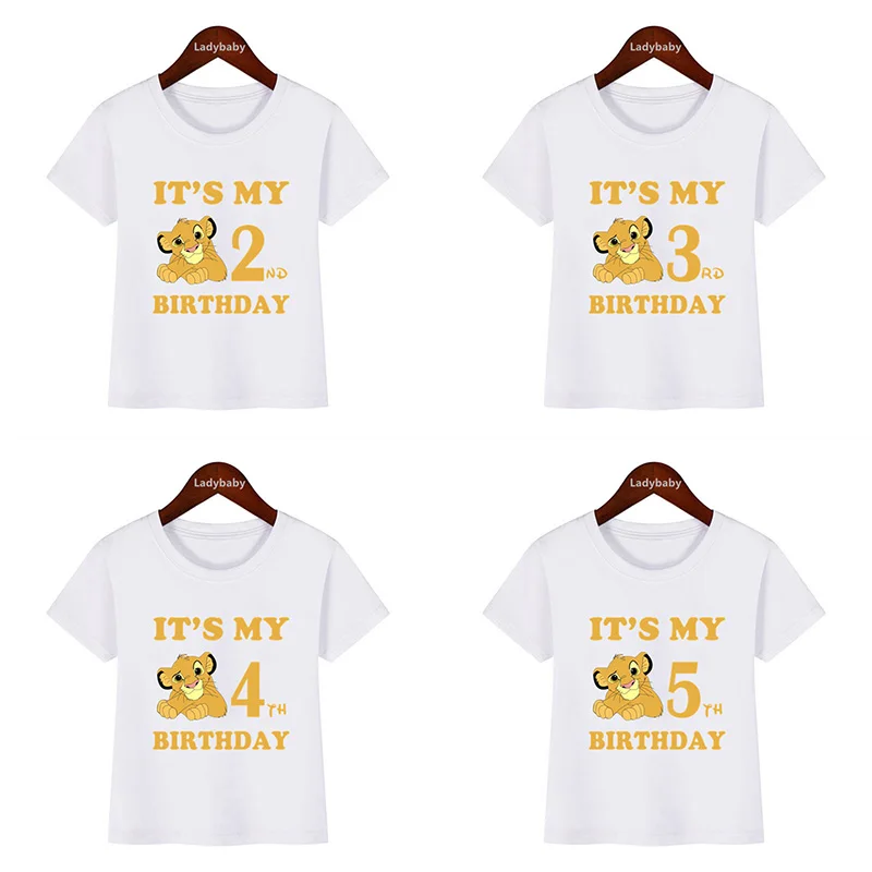 Disney Lion King Cute Simba Print Abbigliamento Per Bambini It'S My 1 2 3 4 5 6 7 8 9 Anni Compleanno Ragazzi Ragazze Tshirt Baby Bambini T-Shirt