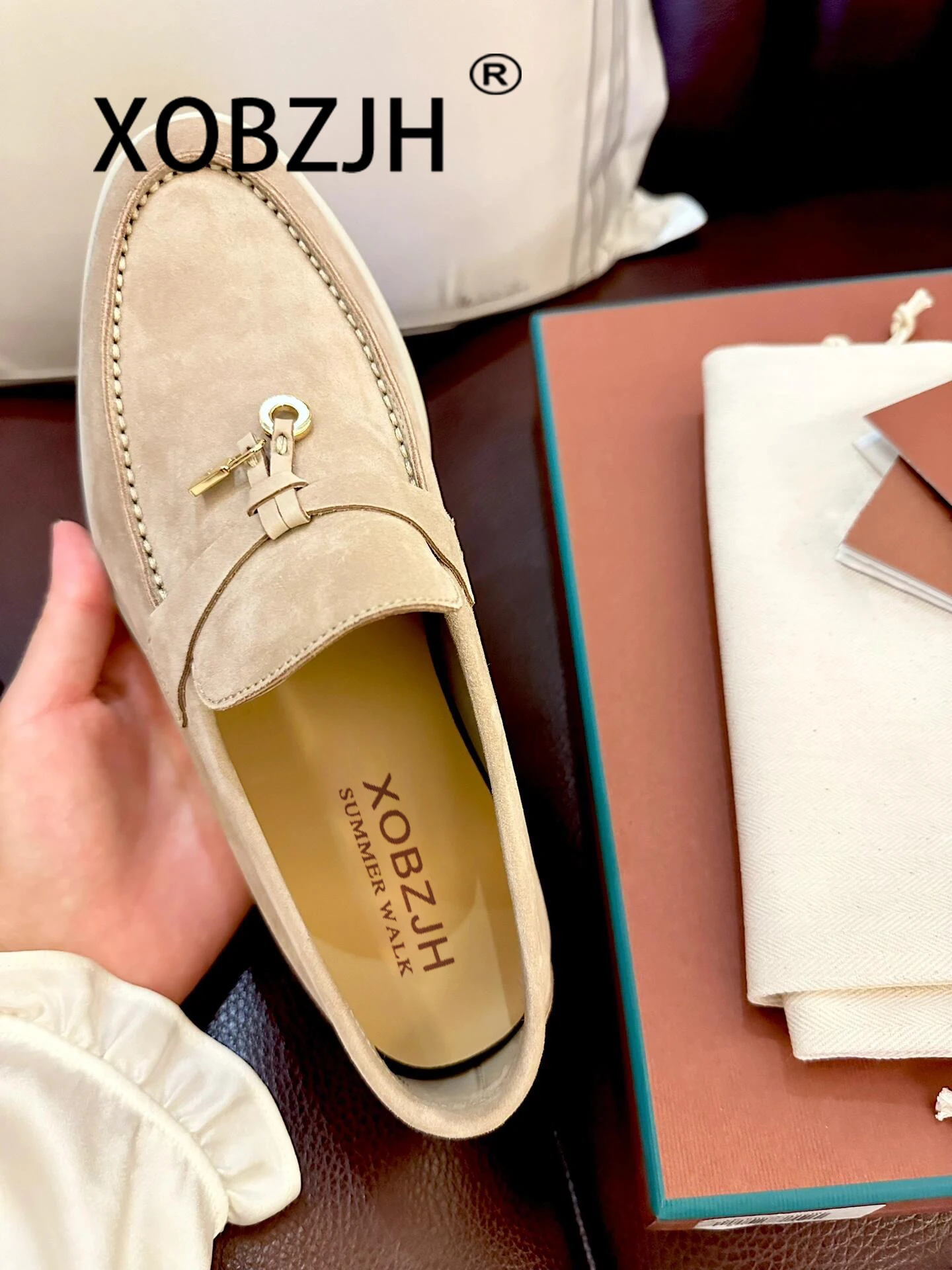 Women Loafers Summer Walk Suede Spring Autumn Fashion CausaleLeather Metal Pendant Flat Lazy SlipOn Mules