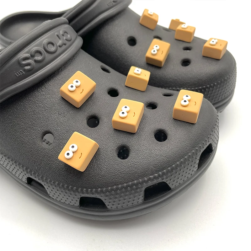 3D Square With Eyes Resin Shoe Charm For Crocs Clogs Fashion Funny Pins