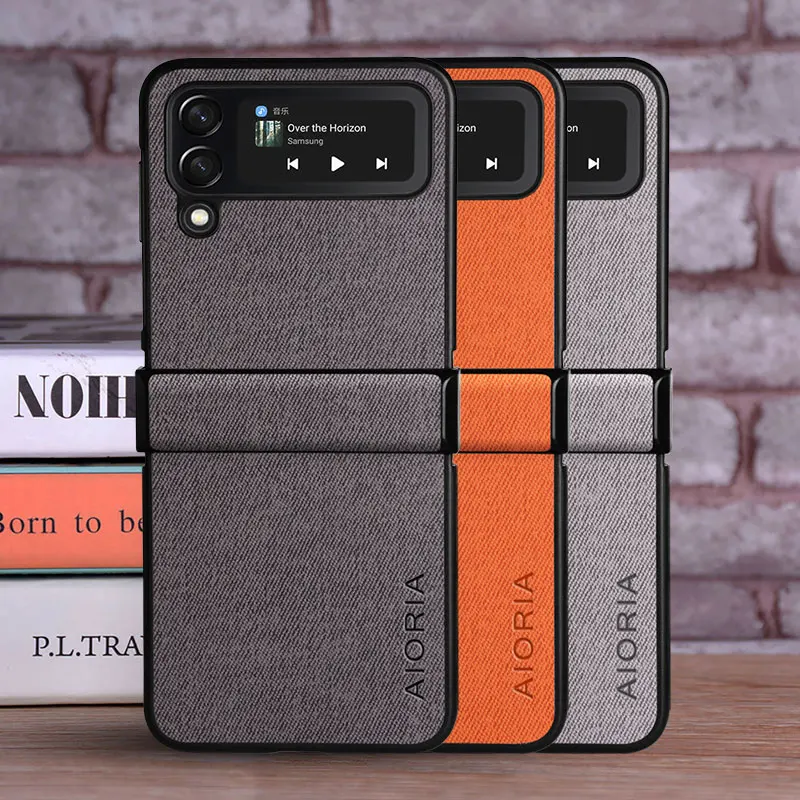 Custodia Per Samsung Galaxy Z Flip 4 Flip4 5G Coque Luxury Textile Pu Cover In Pelle Funda Per Samsung Galaxy Z Flip 4 Case Capa