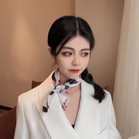 New Square Silk Scarf Women Fashion Print Small Neck Scarfs Office Lady Hair Band Foulard Hand Kerchief Female Bandana Shawl 3