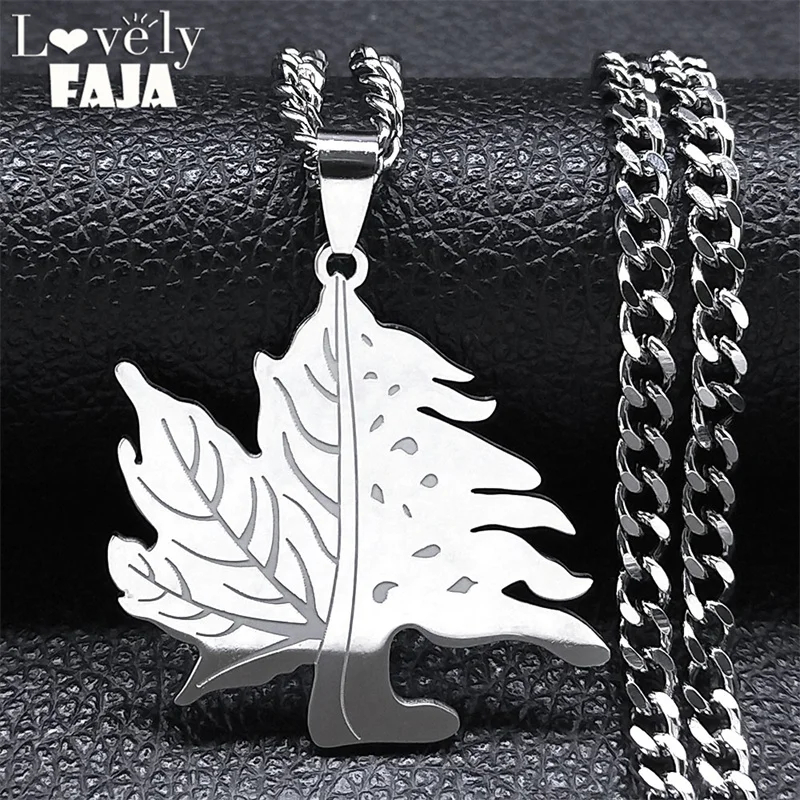 

Tree of life Leaves Shape Hip Hop Necklace for Women Men Stainless Steel Grunge Punk Necklaces Aesthetic Jewelry collares mujer