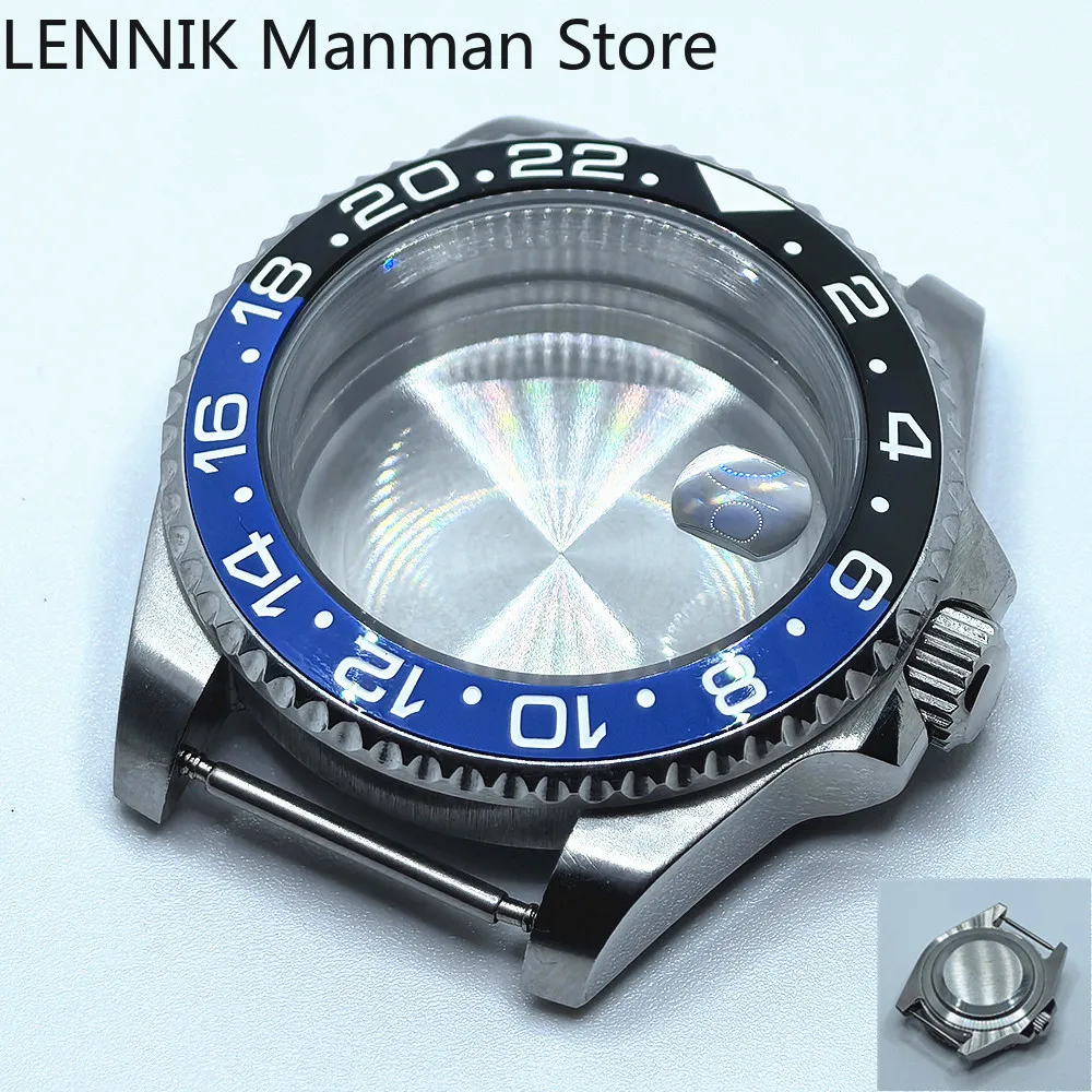40mm Black PVD Watch Case with Transparent Back Glass