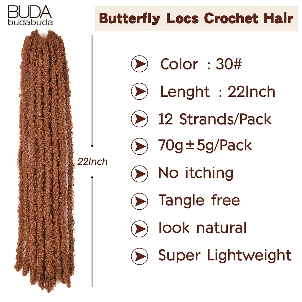 Butterfly Locs Crochet Hair Extensions Locks Braid Synthetic Hair 3