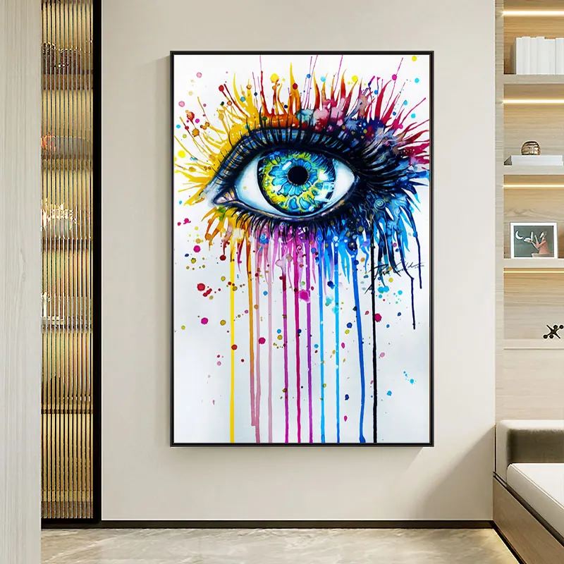 

Abstract Colorful Eye Canvas Painting Watercolor Posters and Prints Wall Art Decorative Picture for Living Room Home Decor
