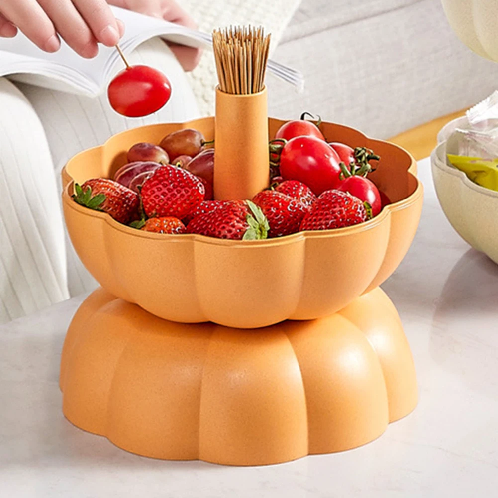 Description Picture 5 of itemDivided Pumpkin Snack Holder with Toothpick Storage Pumpkin Snack Bowl Fruit Plate for Candy Fruits Nuts Snacks Christmas Dish