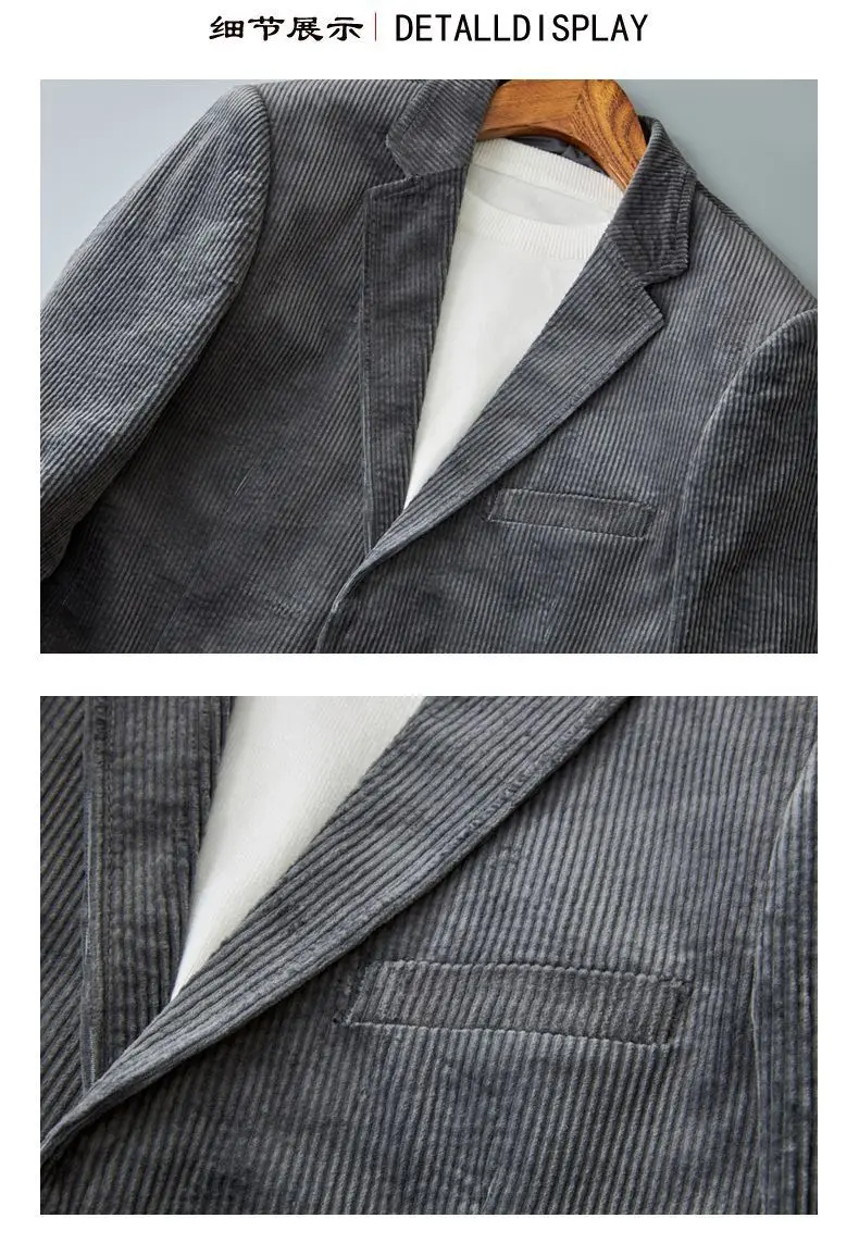 Corduroy Suit Jacket Men's Striped Retro High-end Feel Business Slim Fit Handsome Casual Suit Men