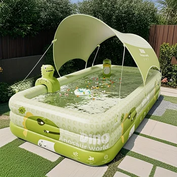 Colorful Inflatable Swimming Pool - Durable PVC Material, Safe and Non-toxic Integrated Design, Rectangular Summer Swimming Pool 1