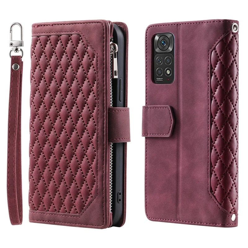 Double Layer Zipper Wallet Case for Redmi Note 12 11 10 9 8 7 Redmi 10 10C 10A 9C 9A 9T 9 Lozenge Cover for Xiaomi Poco X5 Pro 2