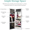 LED Mirror Jewelry Cabinet,  Armoire Organizer with Mirror, 2 Drawers, Lock, Cosmetic Tray, Shelves - White 4