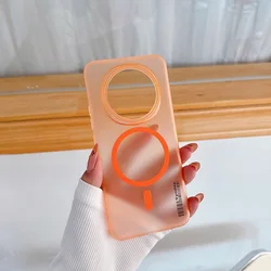 Slim Matte Hard PC Phone Case with Magsafe Compatibility & Magnetic Wireless Charging Bumper for magic 6 pro (Orange)
