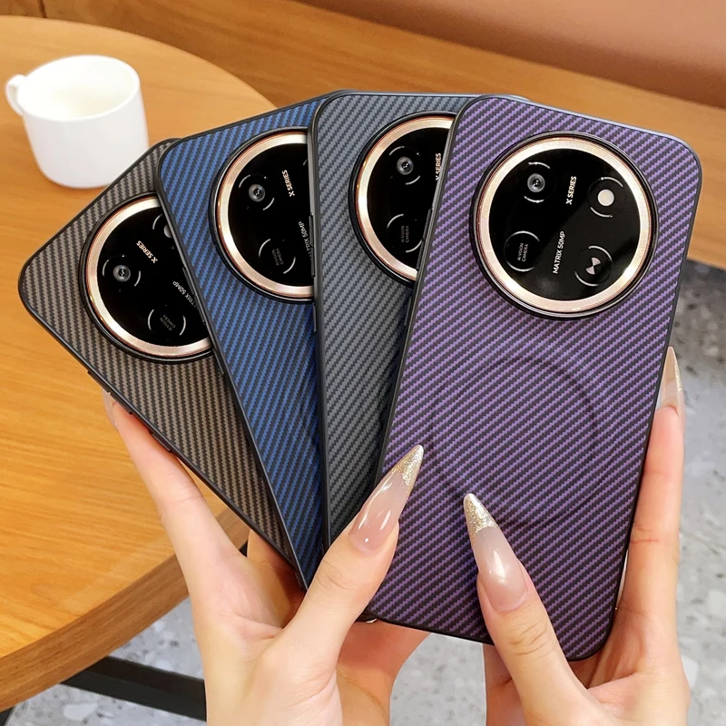 Magnetic Carbon Fiber Pattern PU Leather Wireless Charging Phone Case