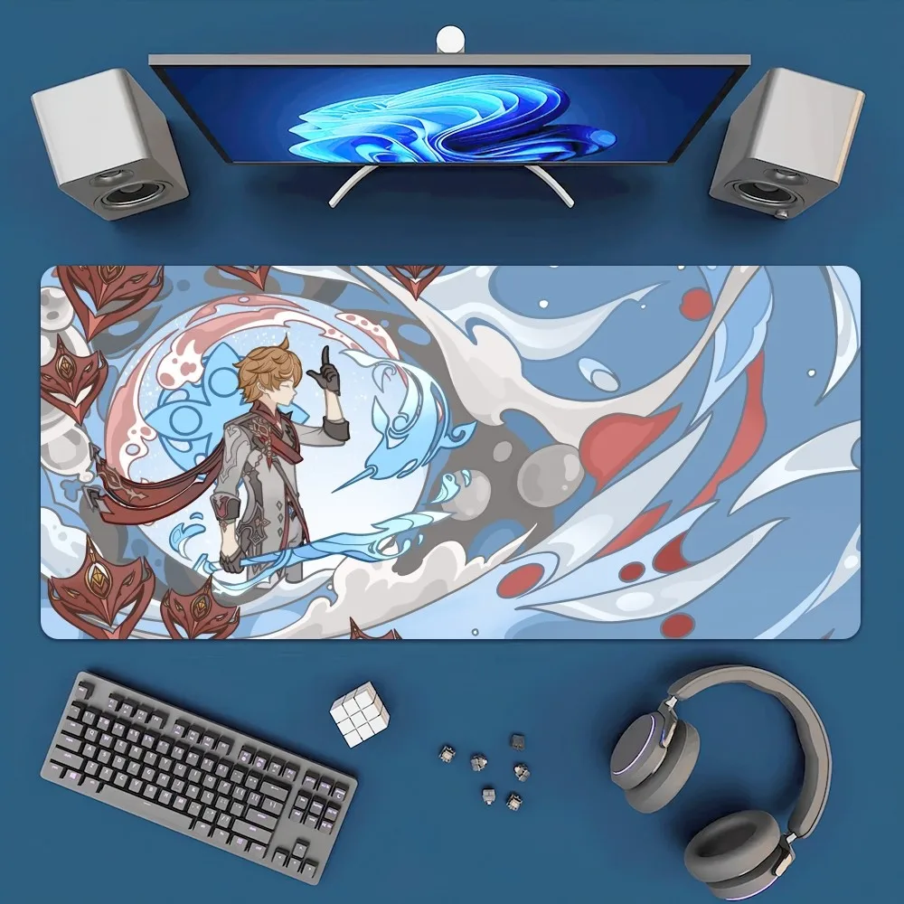 Genshin Impact Tartaglia Diluc Mousepad Office Large Mouse Mat Keyboard Mats Rubber PC Computer Game Big Anti-slip Mice Mat 2
