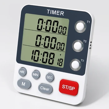 Kitchen Timer Digital Kitchen Timers Cooking Timer 3 Channels Count UP＆ Down Timer for w/ Loud Alarm Classroom Bathroom 1