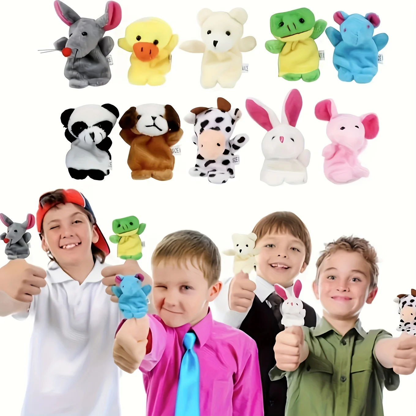 Finger Puppet 10pcs Mini Animal Finger Puppets Set Small Cartoon Animal Finger Toys Educational Family Time Story Time Toys