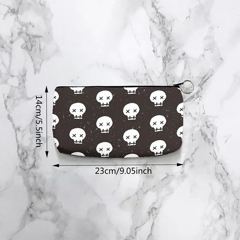 New Skull Print Zipper Coin Bag Men's Fun Fashion Outdoor Portable Clutch Wedding Party Gift Car Accessories Ladies Cosmetic Bag