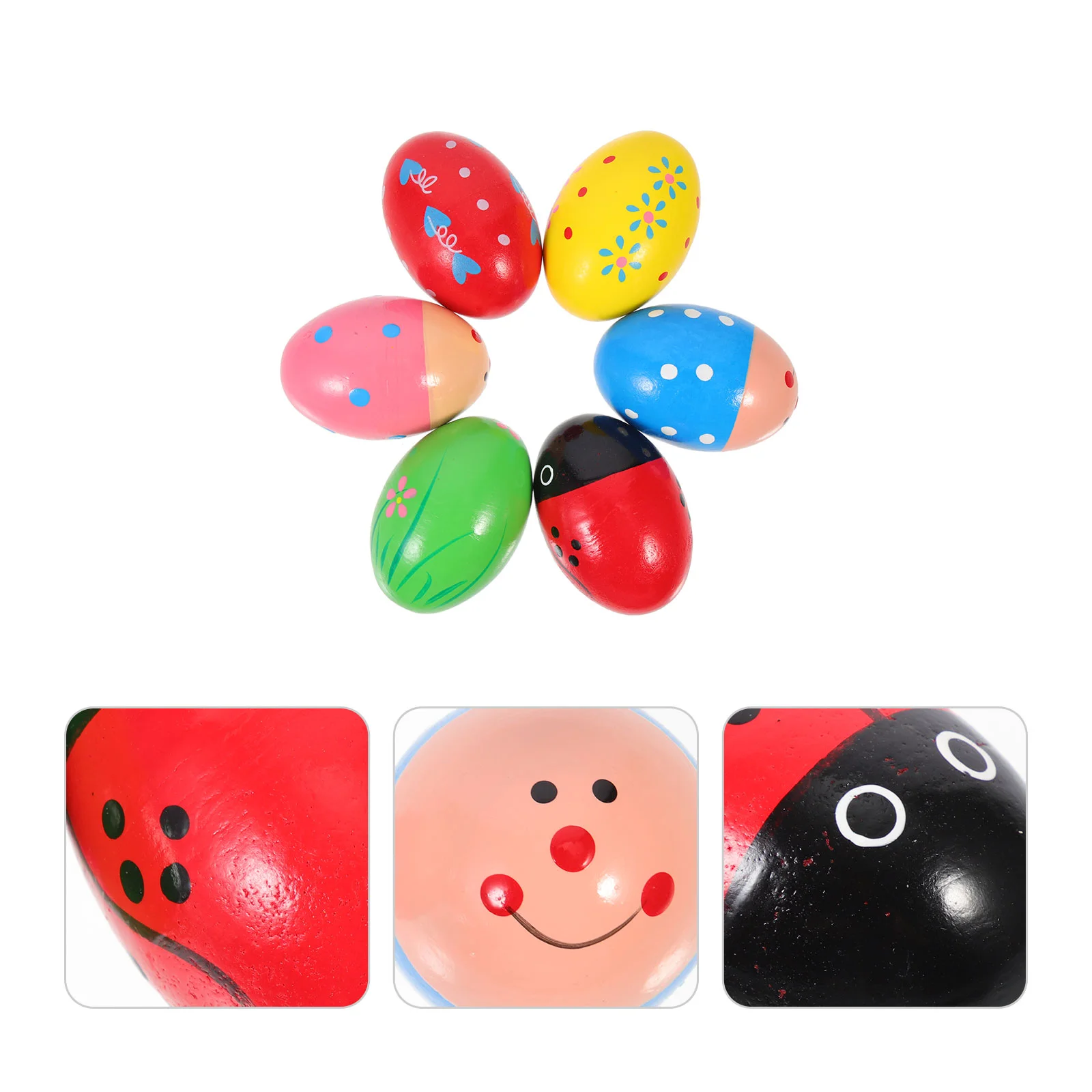6pcs Wood Egg Shaker Percussion Instrument Plaything Egg Shaker Accessory Wood Shakers Kids Shakers Toy