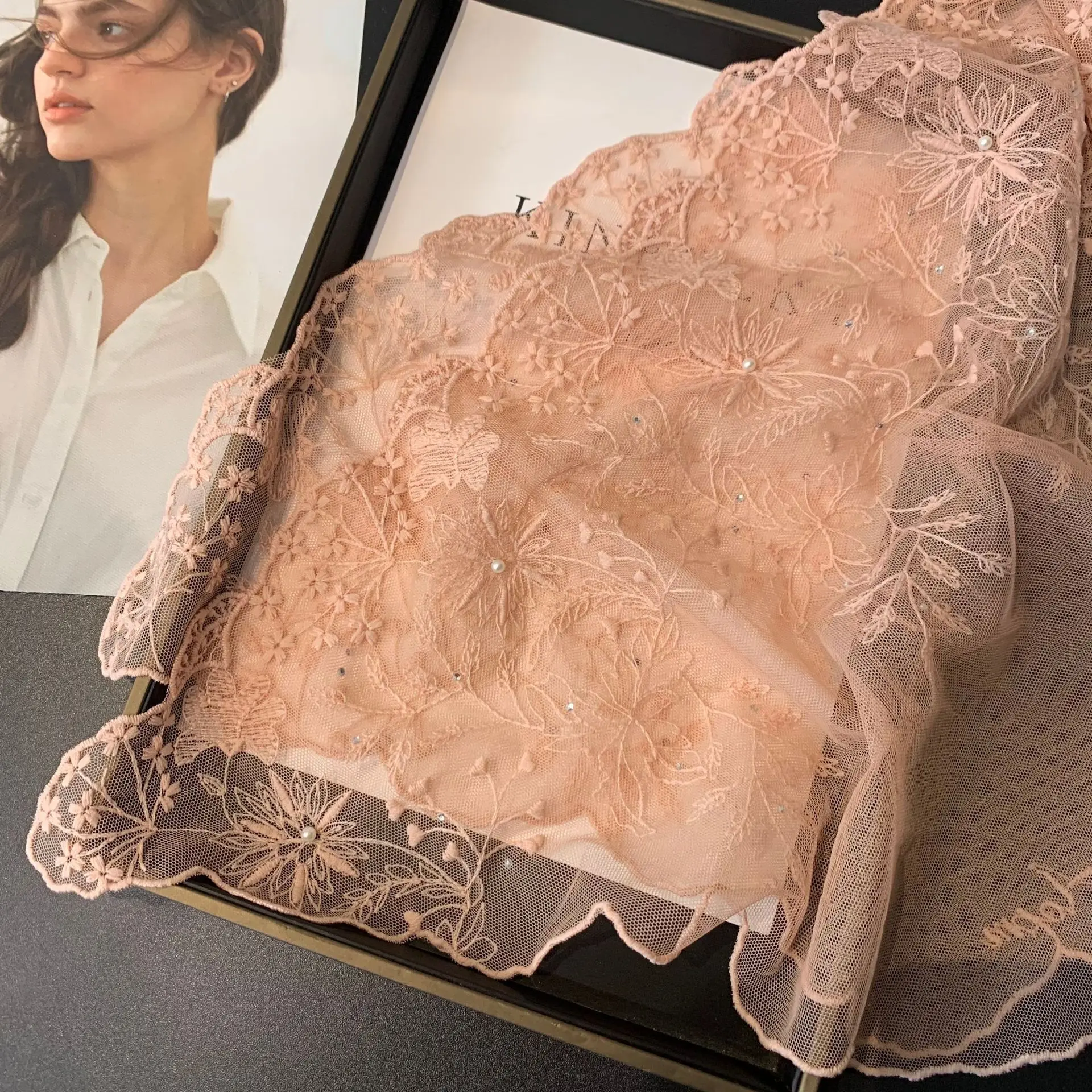 Lace Embroidered Small Scarf 5