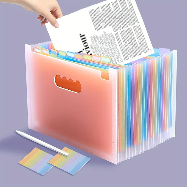 25 Layer Vertical Folder Expandable A4 Folder, Color Index Label Storage Bag, Expandable Organ Bag  Invoice Receipt Storage Clip 1