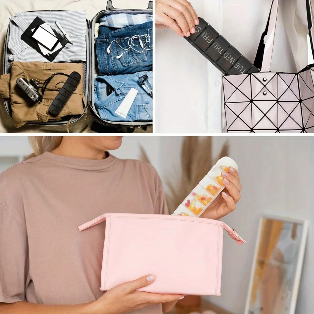 Extra Large 7-Day Travel Pill Organizer with Dual Daily Compartments
