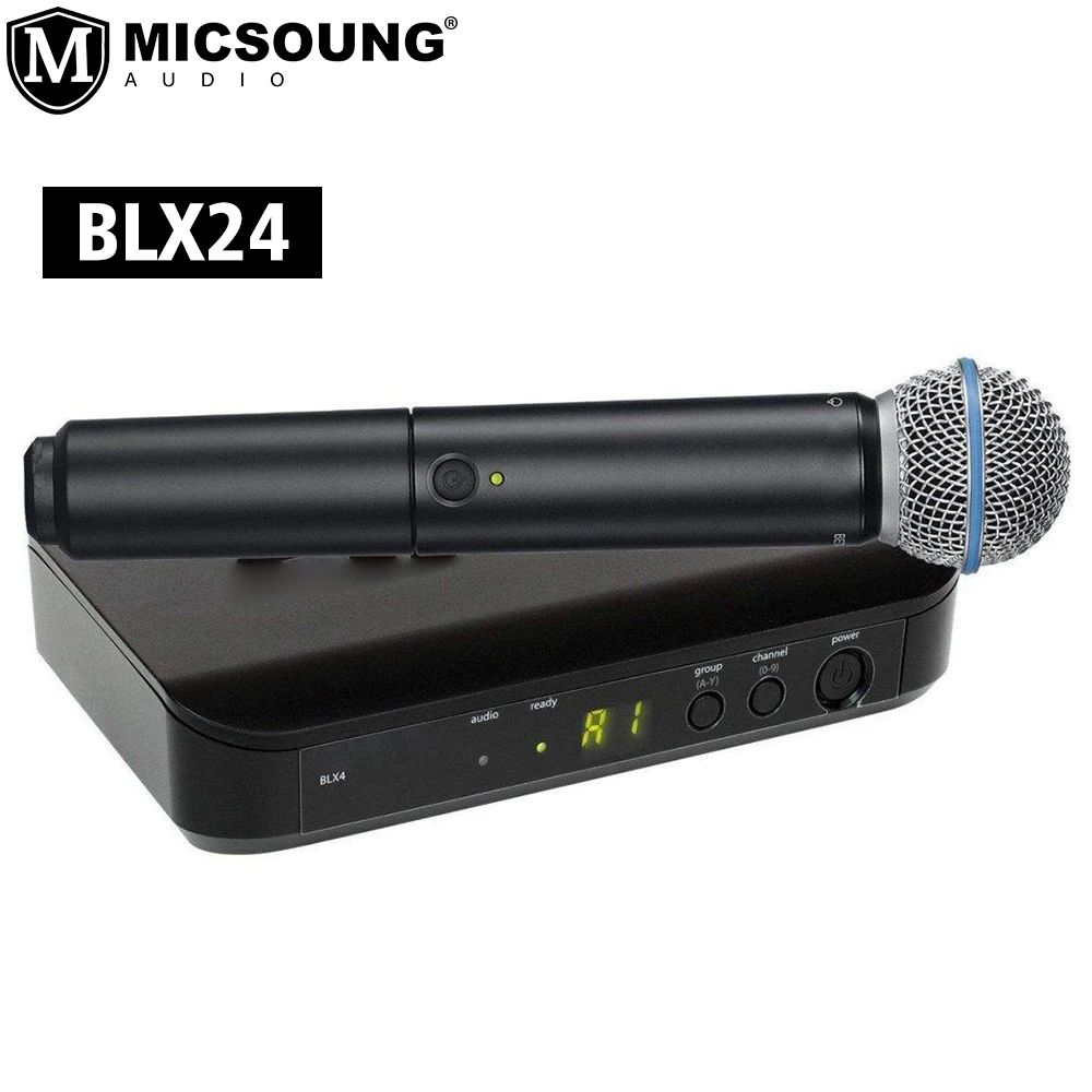 Blx24 Wireless Karaoke Microfono System Pg58 Sm 58 Beta58 2 Canali Uhf Dual Kit Per Shure Stage Performance