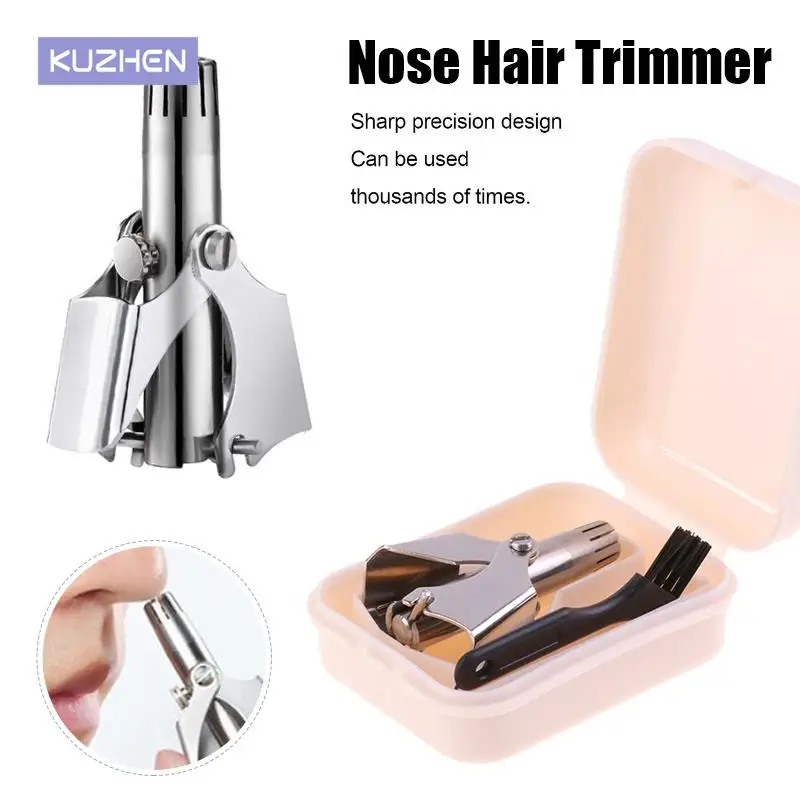 Nose Trimmer Set For Men Stainless Steel Nose Razor Shaver Manual Washable Nose Ear Hair Trimmer With Brush High Quality nose trimmer for men stainless steel manual trimmer for nose razor shaver washable nose ear hair trimmer hair removal tools