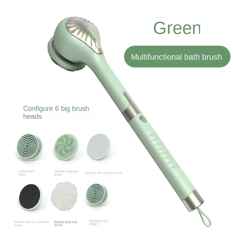 Electric Bath Shower Brush Long Handle Silicone Multifunctional Electric Bath IP67 Waterproof Shower Brush Back Scrubber