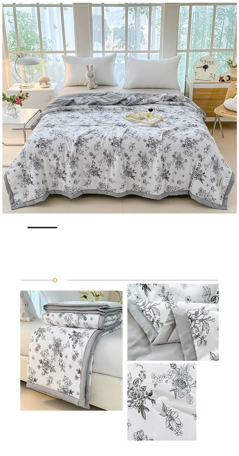 1pc Printed Thin Duvet Simple Style Quilts for Summer Soft Bedspread Adults Kids Room Comforter edredones (No Pillowcase)