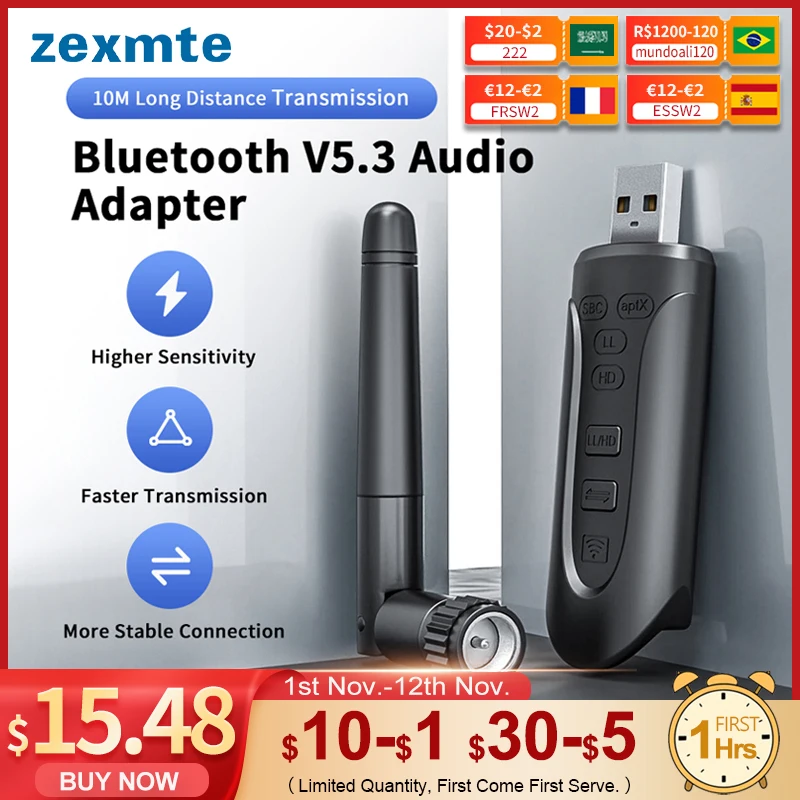 Zexmte Bluetooth 5.3 Adapter For Pc Speaker Usb Bluetooth Audio