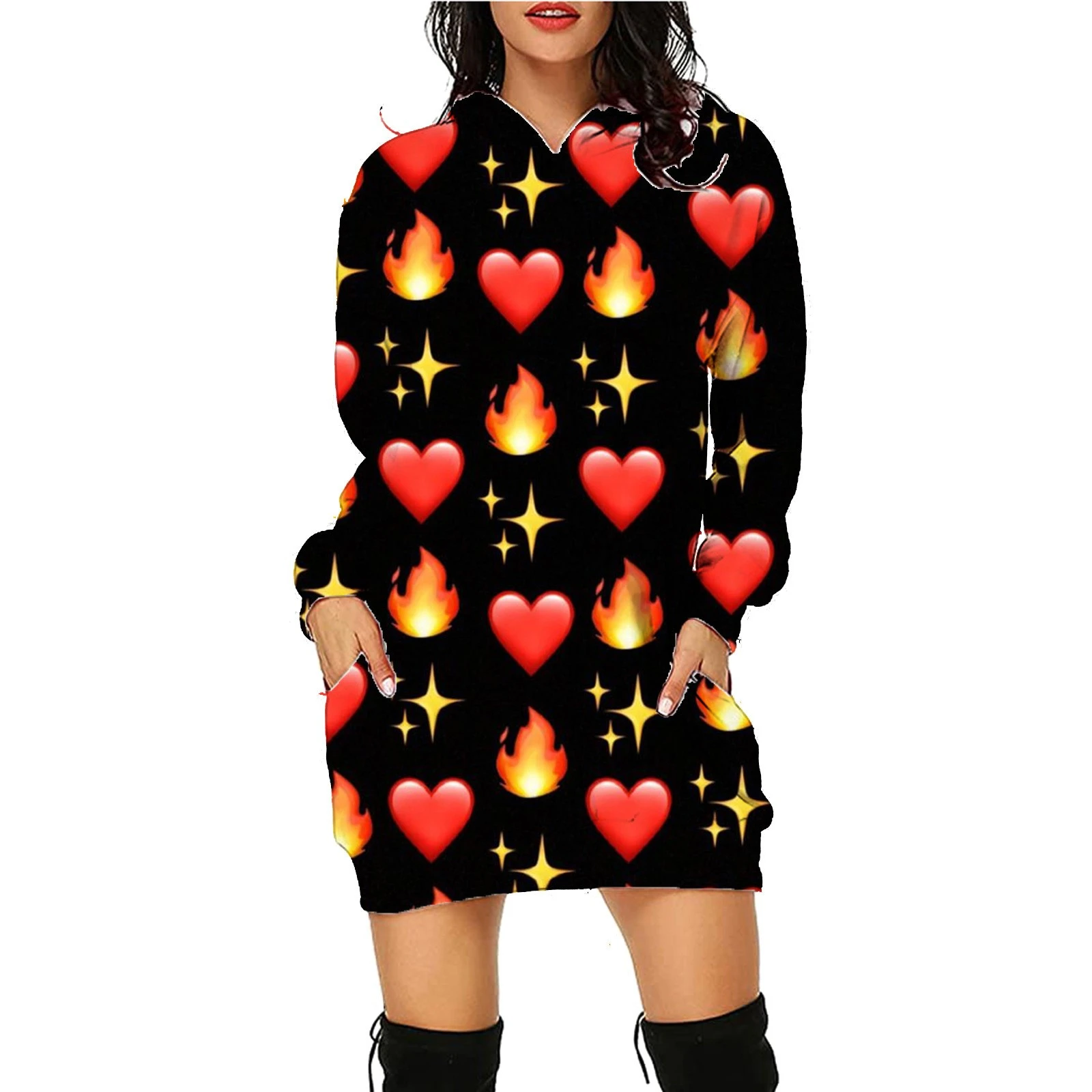 New Halloween Printed Couple Hoodie Trend Loose Fitting Dress Fashion European and American Sexy Women's Oversized Hoodie