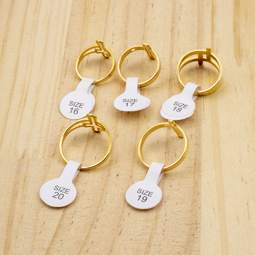 36Pcs/Lot Wholesale Stainless Steel Ring For Hollow Cross Jewelry Charms Finger Decoration Gift 5