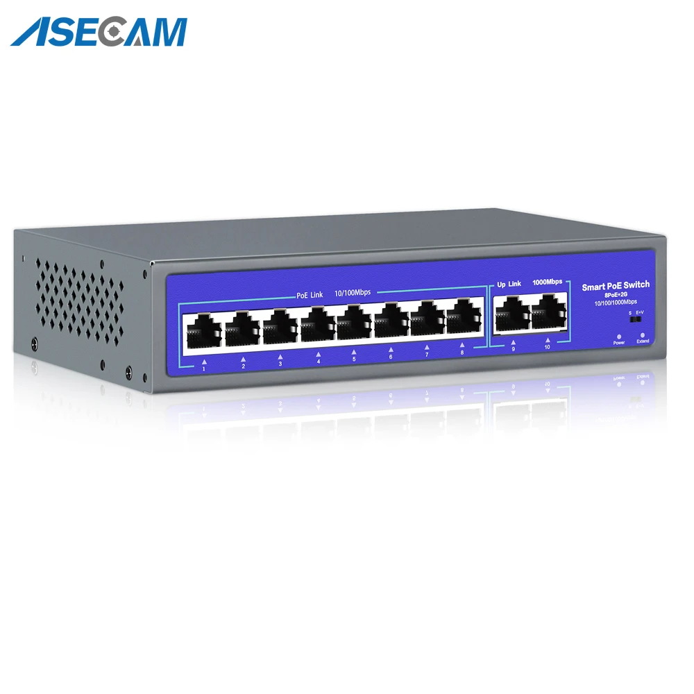 48V-52V POE POE Vasúti váltó 8/16 ports 10/1000mbps IEEE 802.3 af/at Széltében Ethernet Ip camer Szikratávirát Teljes ellátás CCTV camer biztonsági Rendszer