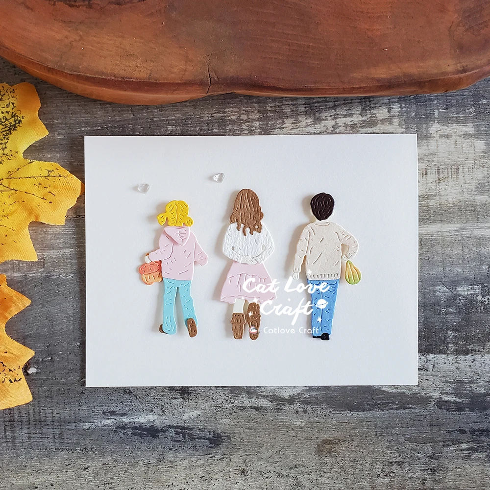 Catlove 호박 가족의 뒷모습 금속 절단 다이 스크랩북 스텐실 다이 컷 카드 만들기 DIY 공예 엠보싱 새로운 다이
