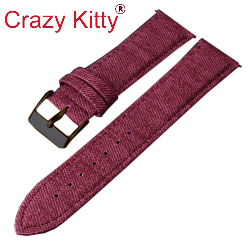 Genuine Leather Cowboy-Style Quick Release Watch Strap - Fabric Accent