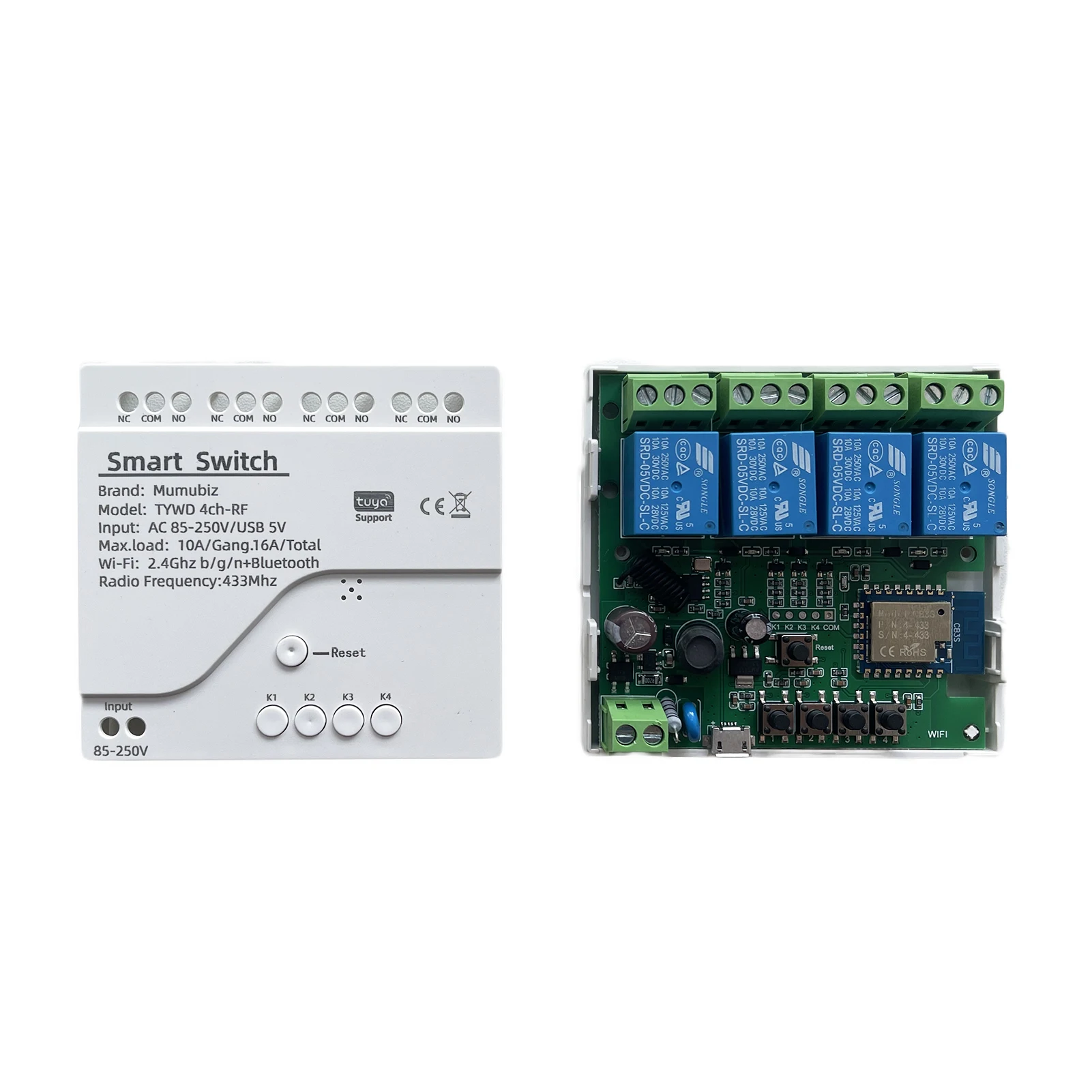 Wi-Fi Smart Switch 250V 1/2/4 Channel Tuya Smart Life APP ,Home Circuit Automati