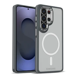 Bicolor Matte Clear Magnetic Shockproof Phone Case - Galaxy S23 Ultra (Gray)