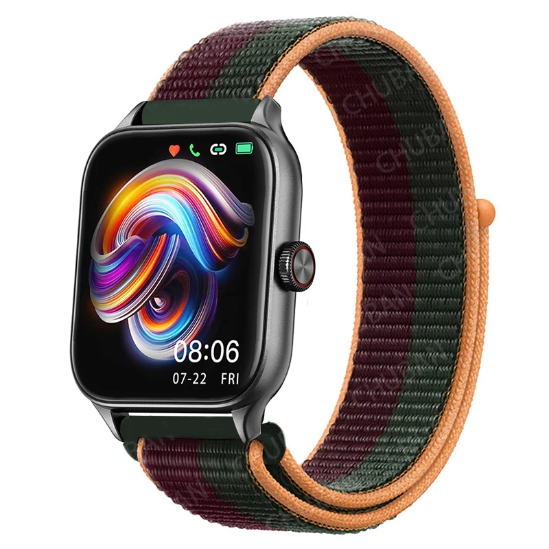 Sport Nylon Loop Bracelet Strap, 22mm or 20mm, Compatible with Popular Smartwatches