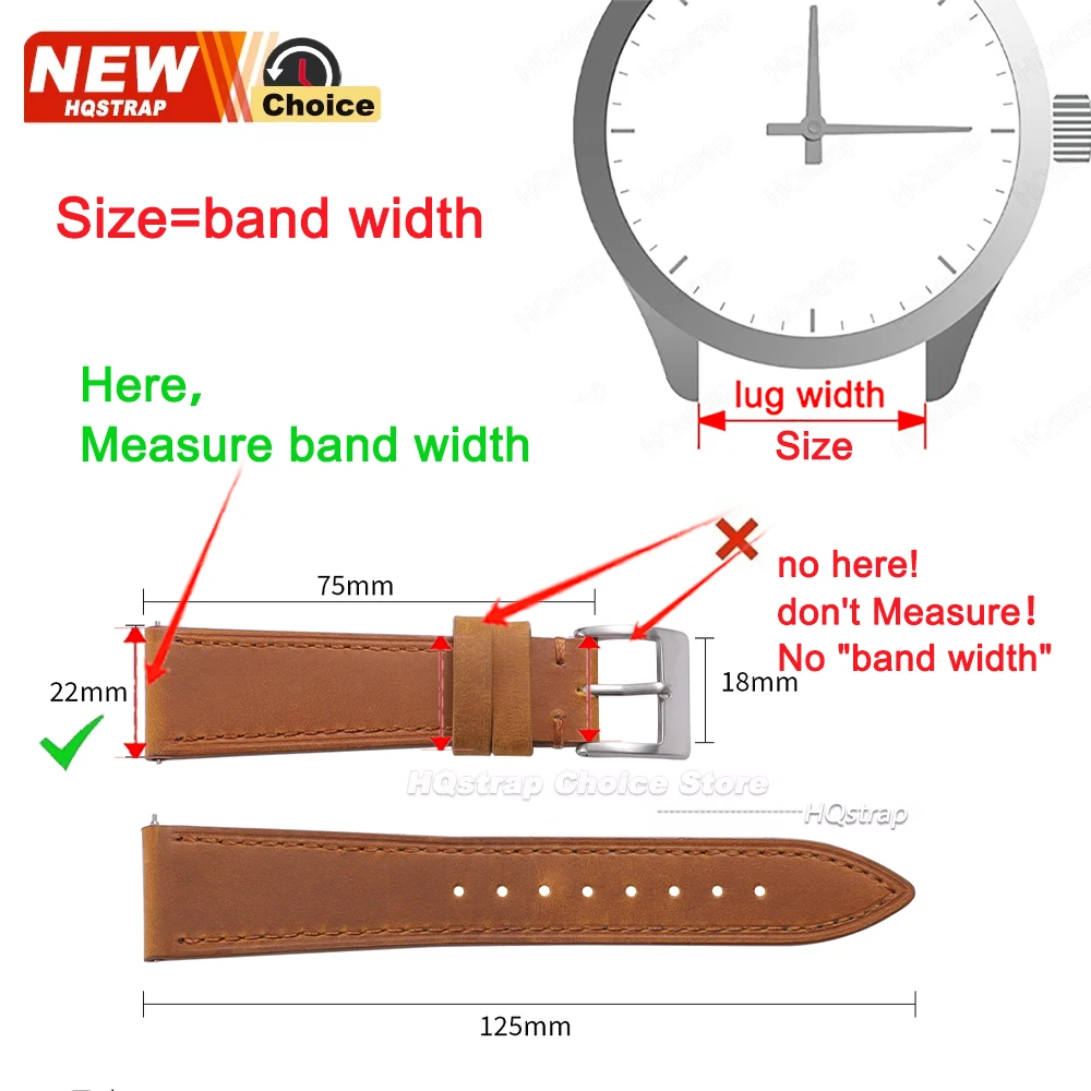 Vintage Leather Quick Release Watchband - Cowhide Strap